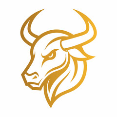 Golden Bull head logo icon vector line art illustration  design