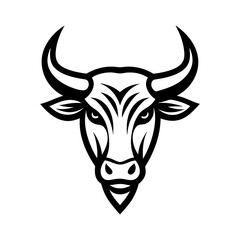 Golden Bull head logo icon vector line art illustration  design