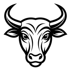 Golden Bull head logo icon vector line art illustration  design