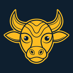 Golden Bull head logo icon vector line art illustration  design