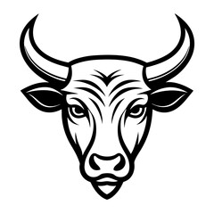 Golden Bull head logo icon vector line art illustration  design