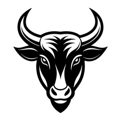 Golden Bull head logo icon vector line art illustration  design