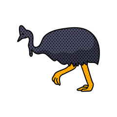 cassowary halftone hand drawn  color vector illustration
