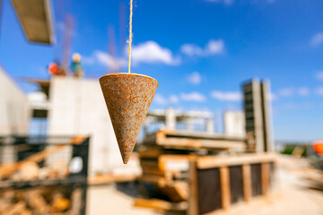 Steel plummet, plum bob for vertical line‚ control position of wall or pillar building construction