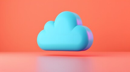 Colorful 3D cloud illustration on a vibrant orange background, perfect for technology and digital themes. 3D Illustration.