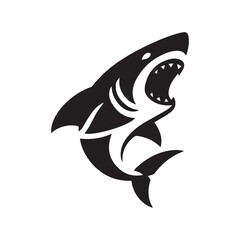Minimalist shark logo on a white background