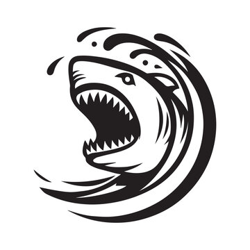 recommend clip art: Minimalist shark logo on a white background