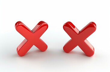 Obraz premium Checkmarks and crosses sprayed on white isolated background