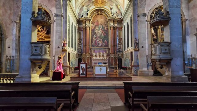 Interior of the Igreja de Sao Juliao, St. Julian's Church is an 18th-century church located in Setubal in Portugal