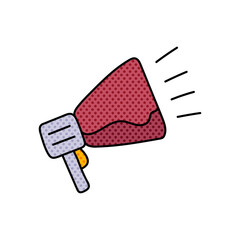 megaphone loudspeaker halftone hand drawn  color vector illustration