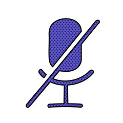 microphone disabled halftone hand drawn  color vector illustration