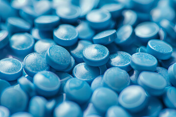 Blue pills background, medicine concept