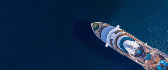 Aerial view beautiful luxury cruise ship on the ocean sea, Luxury cruise liner exclusive tourism...