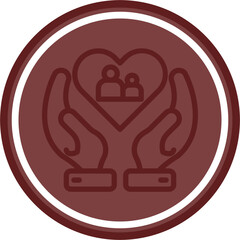 Supportive Community Vector Line Double Circle Maroon