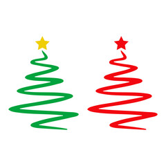 Tiempo de Navidad. Logo con estrella y árbol de navidad abstracto con línea en zigzag para tarjetas y felicitaciones