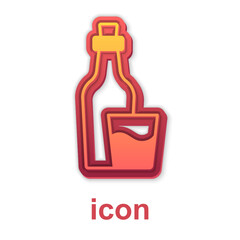 Gold Soju bottle icon isolated on white background. Korean rice vodka. Vector