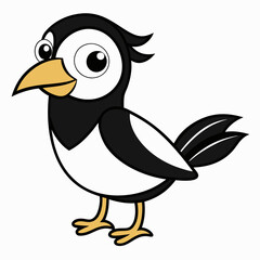 Cartoon simple bird motif vector art illustration