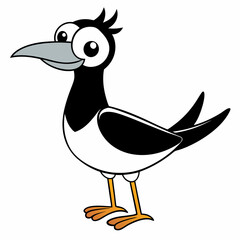 Cartoon simple bird motif vector art illustration