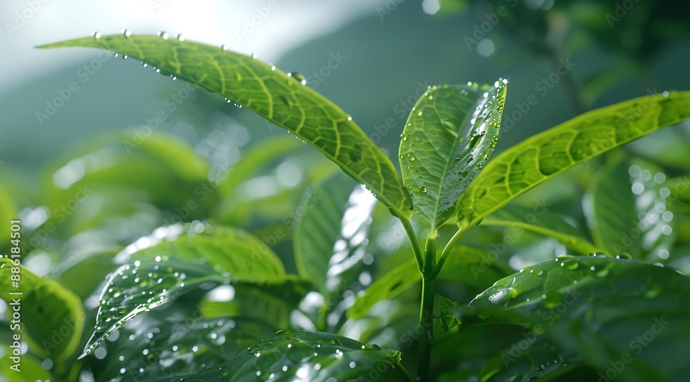 Canvas Prints green leaf with dew drops