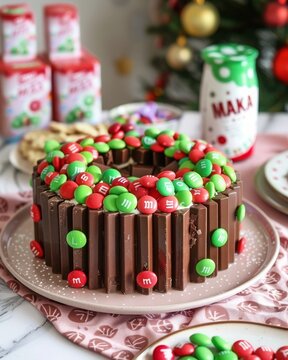 A large chocolate cake made of kit kat
