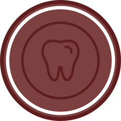 Tooth Vector Line Double Circle Maroon