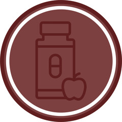 Vitamins Vector Line Double Circle Maroon