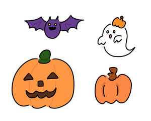 Fototapeta premium ハロウィンとジャックオランタン, 可愛いイラスト