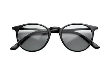 Fototapeta premium Black Round Sunglasses With Gray Lenses on a White Background on a White or Clear Surface PNG Transparent Background.