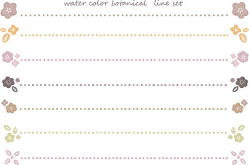Fototapeta premium 秋色の水彩のライン素材セット