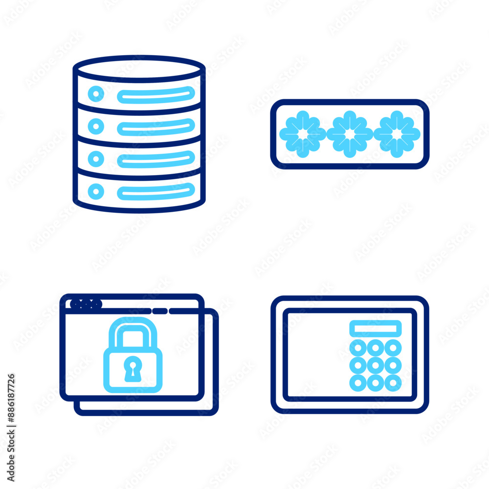 Poster set line safe, secure your site with https, ssl, password protection and server, data, web hosting i