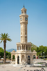 Fototapeta premium Izmir Clock Tower located in Izmir Konak square on a sunny day