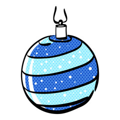 Christmas ball halftone icon hand drawn color vector illustration