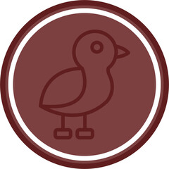 Bird Vector Line Double Circle Maroon
