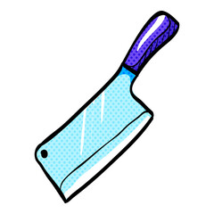 Butcher knife halftone icon hand drawn color vector illustration
