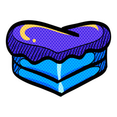 Cake halftone icon hand drawn color vector illustration