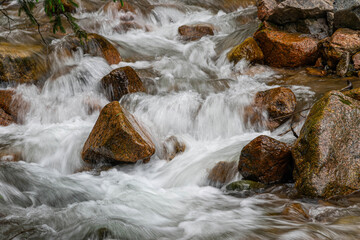 water flowing over rocks