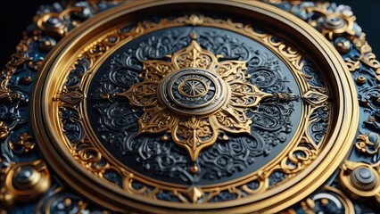 Ornate Golden and Black Clock Face.