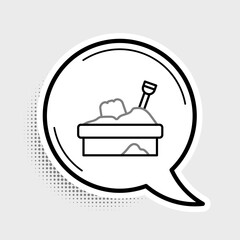 Line Sandbox with sand icon isolated on grey background. Colorful outline concept. Vector