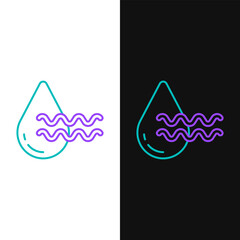 Line Recycle clean aqua icon isolated on white and black background. Drop of water with sign recycling. Colorful outline concept. Vector