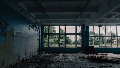 destroyed school in a city lost in the war in Ukraine