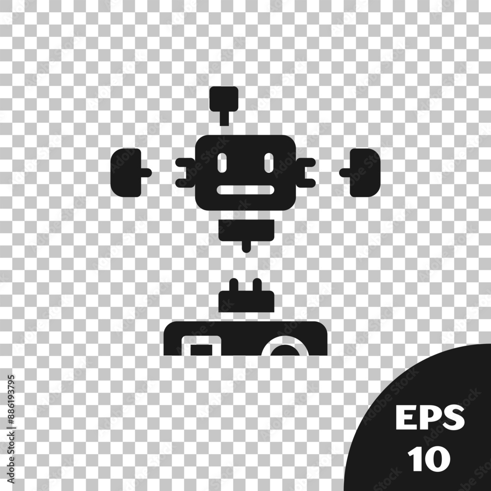 Poster black disassembled robot icon isolated on transparent background. artificial intelligence, machine l