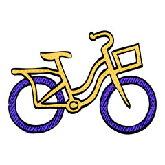 City bike halftone icon hand drawn color vector illustration