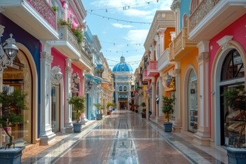 Vibrant Mediterranean Style Buildings With Blue Sky