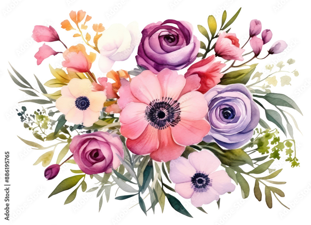 Sticker png painting pattern flower plant.