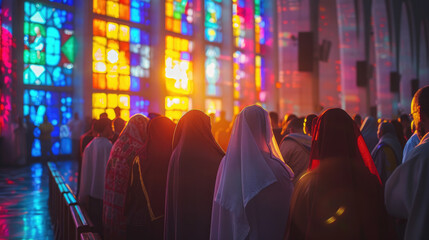 Group of People Attending Rosh Hashanah synagogue service, creating a spiritual and communal experience
