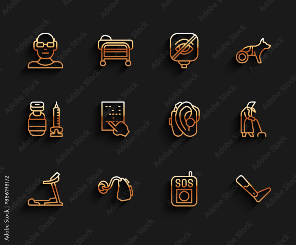 Canvas Prints set line treadmill machine, hearing aid, poor eyesight, press the sos button, prosthesis leg, braill