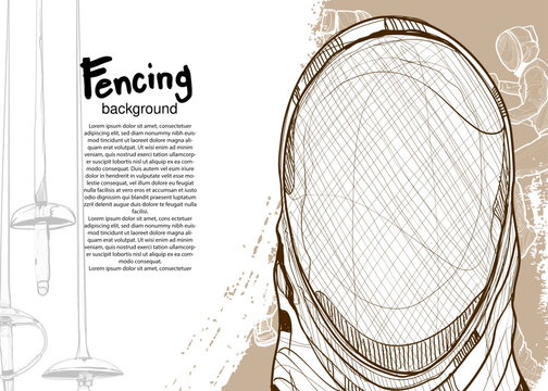 fencing sport background design with helmet fencing