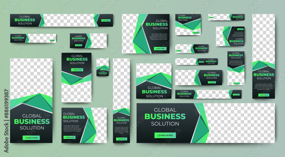 Wall mural set of business web banners template design with image space. vector