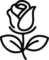 Rose flower of  line art vector style illustration.