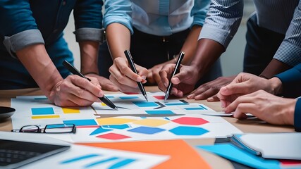 Fototapeta premium close up of business people working together
